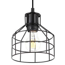 Светильник подвесной (подвес) ЭРА PL9 BK металл, E27, max 60W, высота плафона 230мм, подвеса 800мм, черный