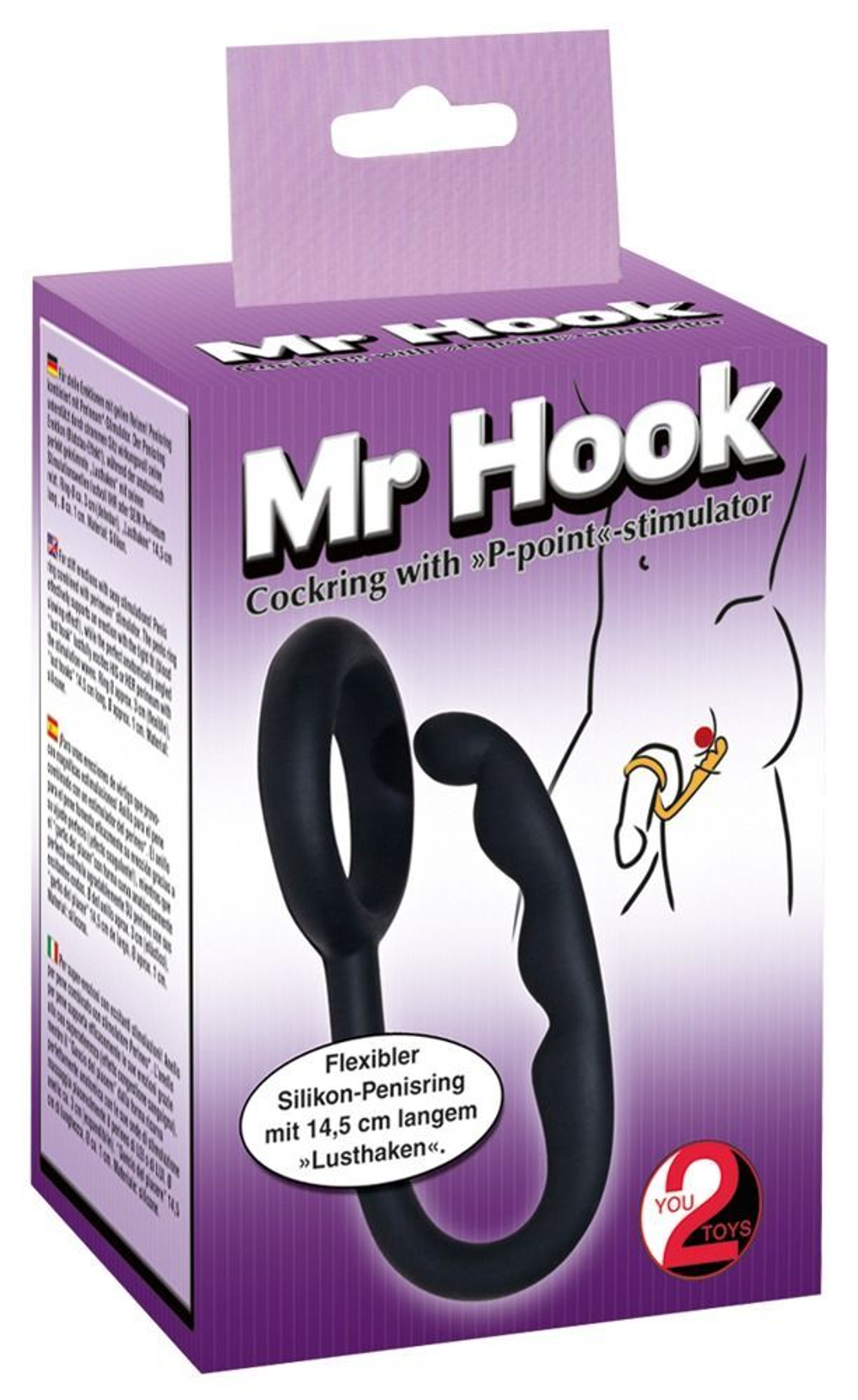 Эрекционное кольцо с анальным стимулятором Mr Hook (Цвет: черный)