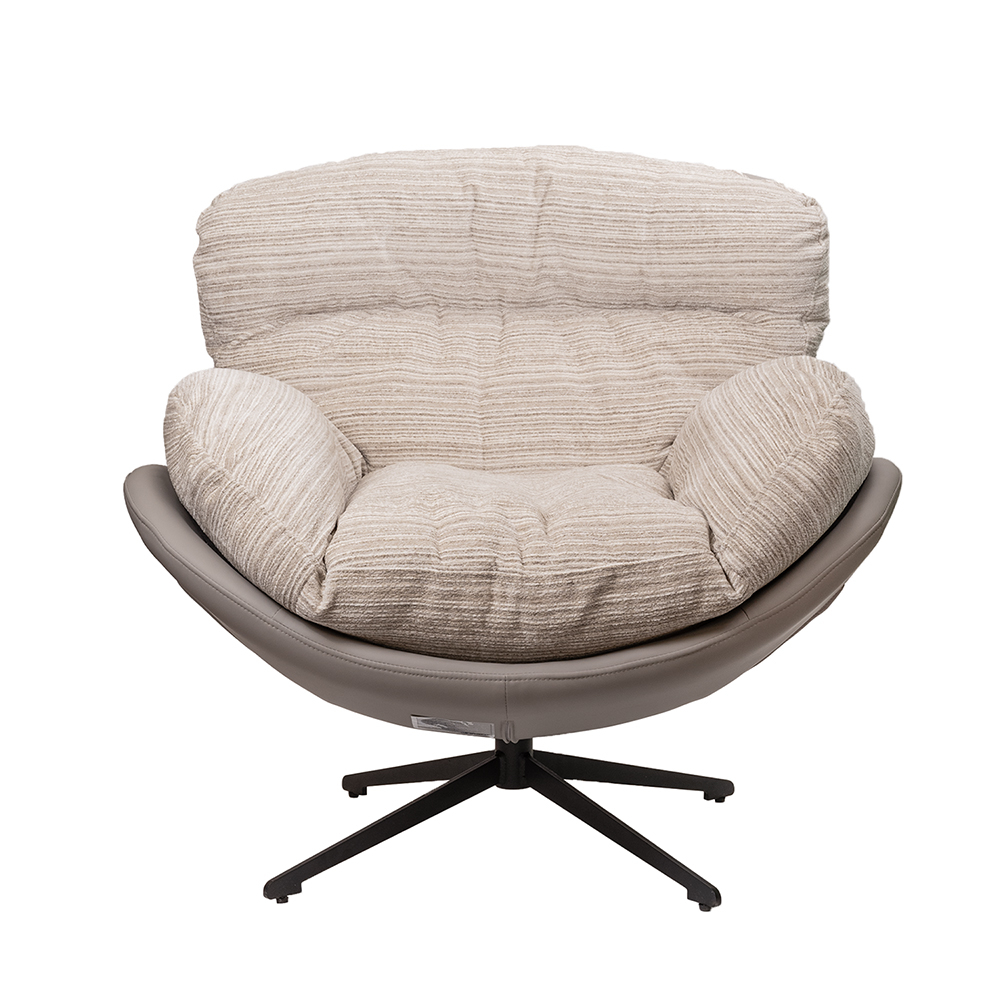 Кресло BLISS серый, экокожа, шенилл