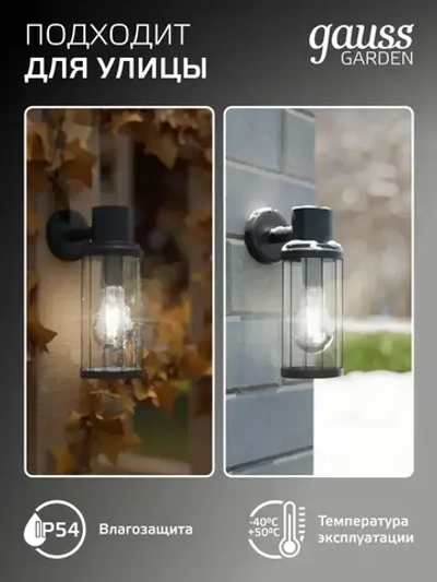 Светильник уличный настенный вниз под лампу Е27, 105*142*240мм IP54 Gauss Vega