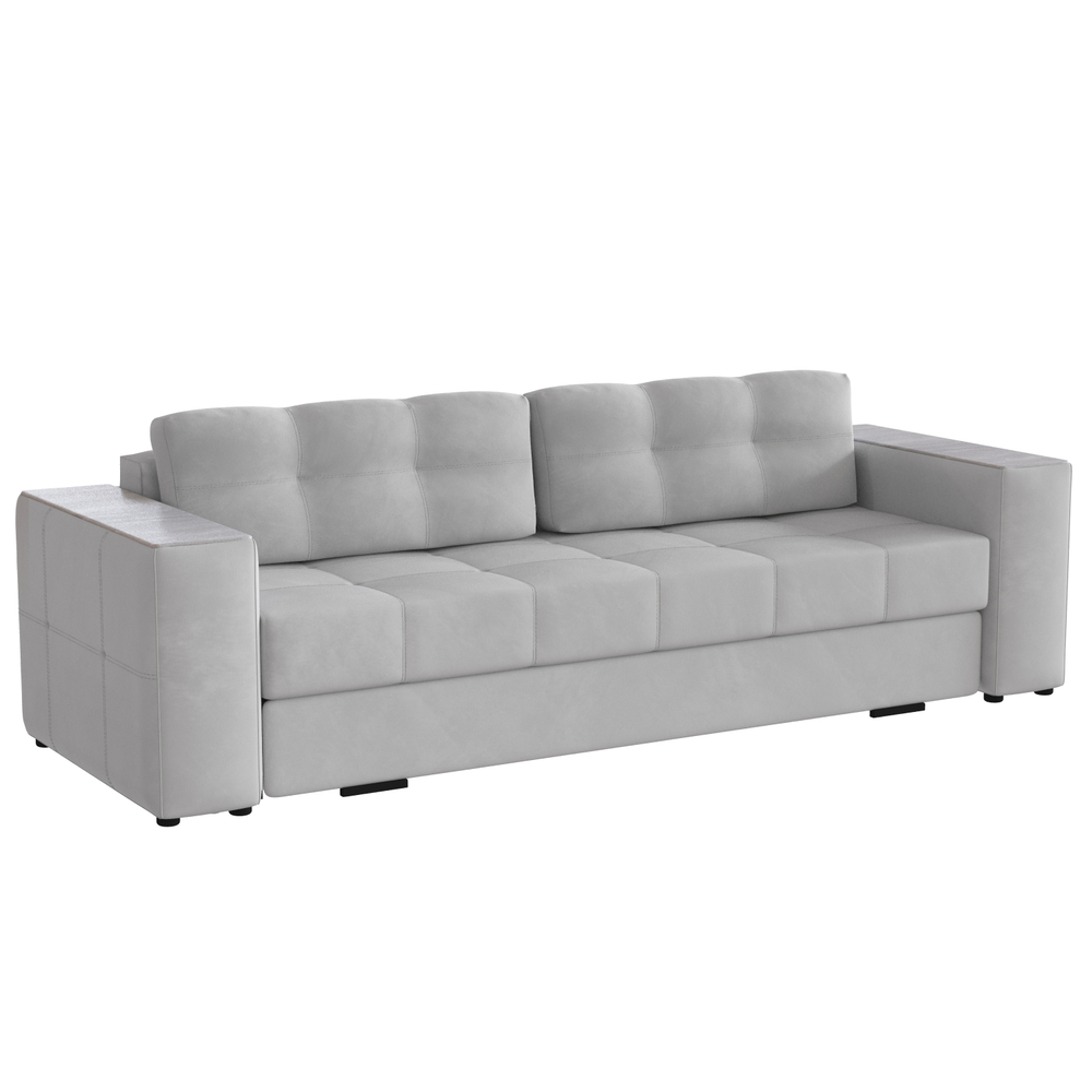 Диван раскладной Виконт, светло-серый/мдф холст белый