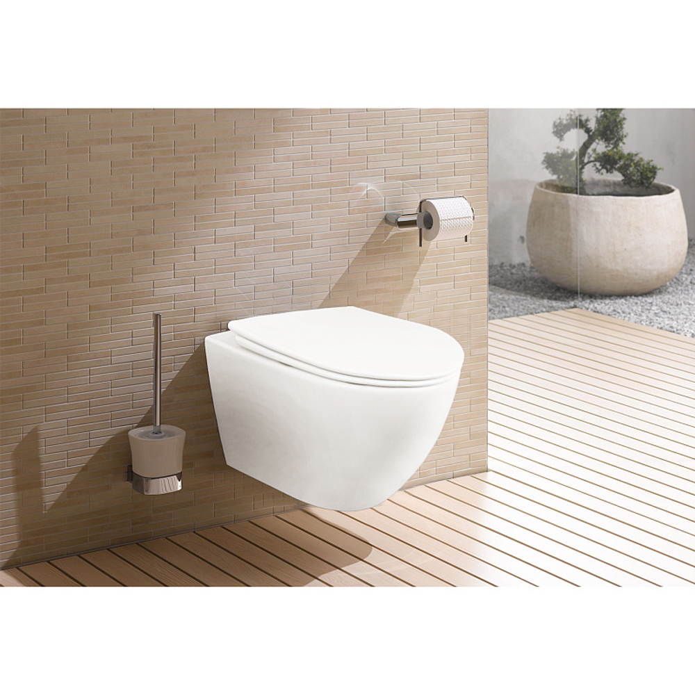 Сет: Инсталляция LORANTO prestige + Унитаз подвесной Azario Fatto безободковый, система смыва "Торнадо", c быстросъемным сиденьем микролифт + Кнопка к инсталляции Loranto Prestige Line, хром матовый (4551+AZ-1049WS+7521)