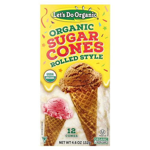 Let's Do Organic, Let's Do Organic®, органические сахарные рожки, роллы, 12 рожков, 132 г (4,6 унции)