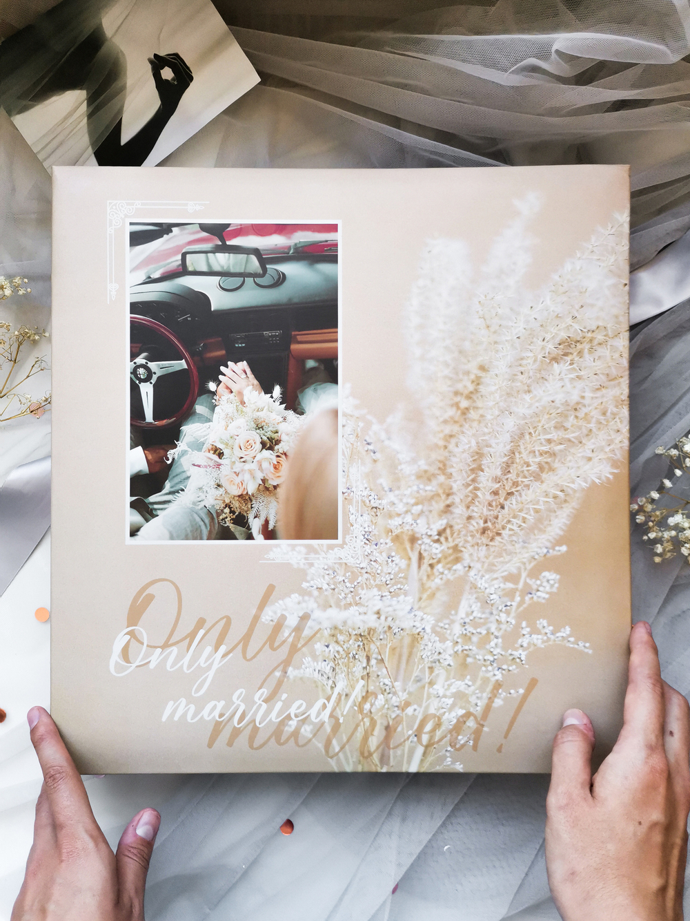 Фотоальбом на 500 фото 10х15 см, пластик. листы , кольца only married Свадебный авто
