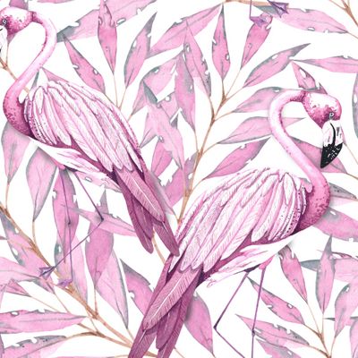 Розовый фламинго и розовые ветки