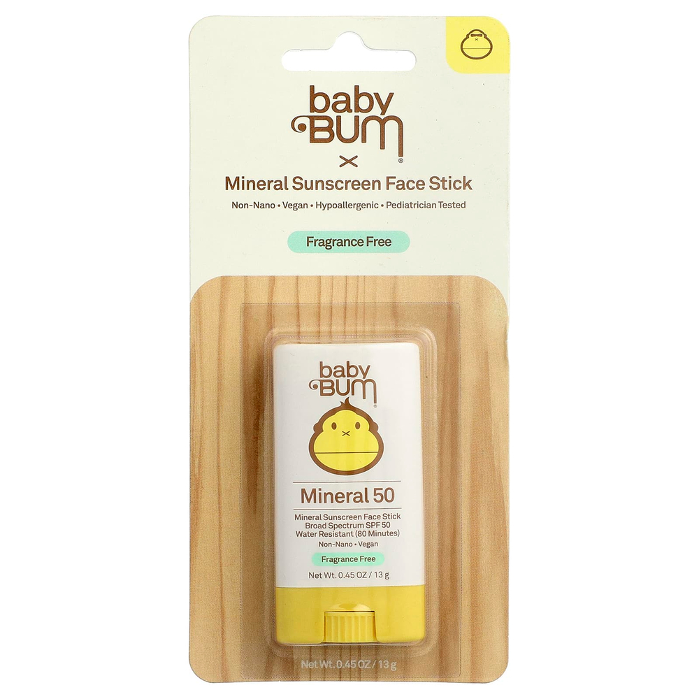 Sun Bum, Baby Bum, минеральный солнцезащитный стик для лица, SPF 50, без отдушек, 13 г (0,45 унции)