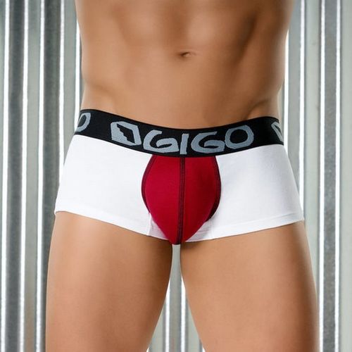 Мужские трусы хипсы белые с красной вставкой Gigo Punch Red
