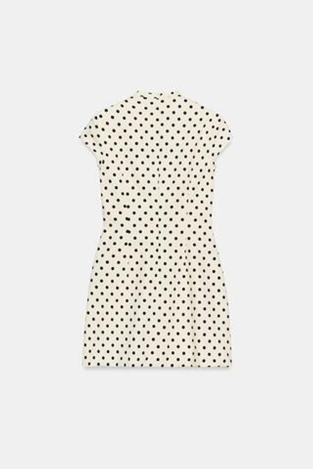 ZARA КОРОТКОЕ ПЛАТЬЕ С ЗАВЯЗКАМИ, ЭКРЮ/ЧЕРНЫЙ