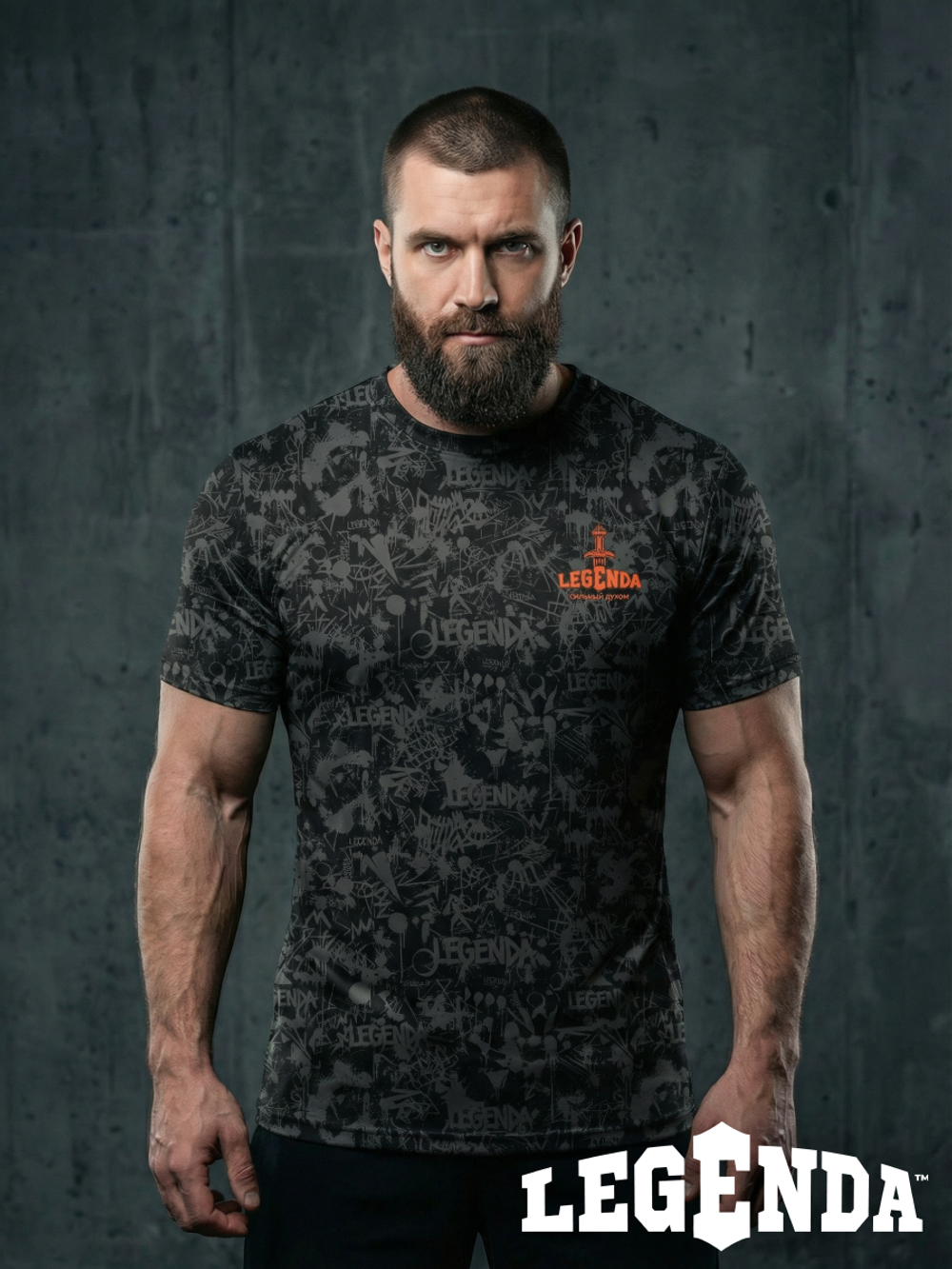 Футболка тренировочная мужская LEGENDA Миссия черная