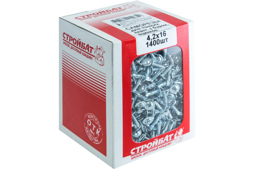САМОРЕЗЫ СТРОЙБАТ Д/ТОНК/ПЛАСТИН ОЦИНК С БУРОМ 4,2Х16 1400ШТ