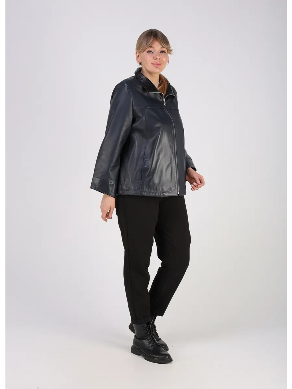 Кожаная куртка демисезонная натуральная оверсайз