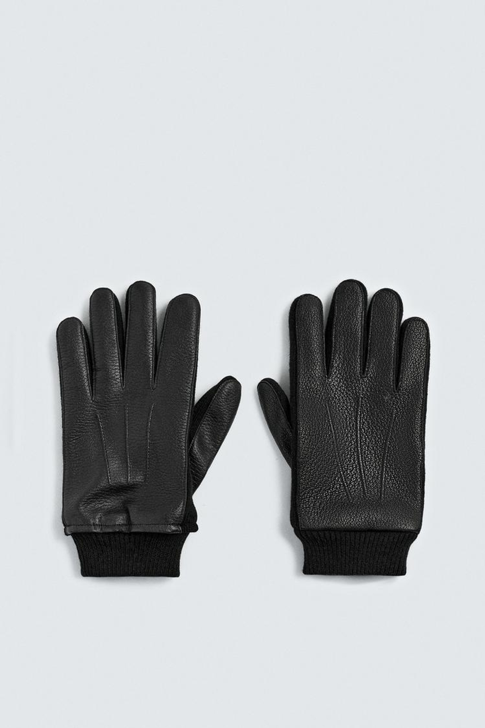 ZARA КОМБИНИРОВАННЫЕ КОЖАНЫЕ ПЕРЧАТКИ, ЧЕРНЫЙ