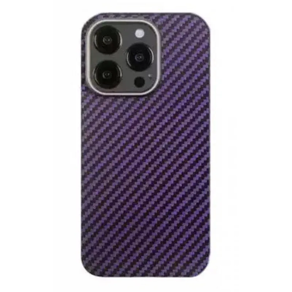 Чехол-накладка Kzdoo Kevlar Case для iPhone 14 Pro Max карбоновый (черно-фиолетовый в полоску)