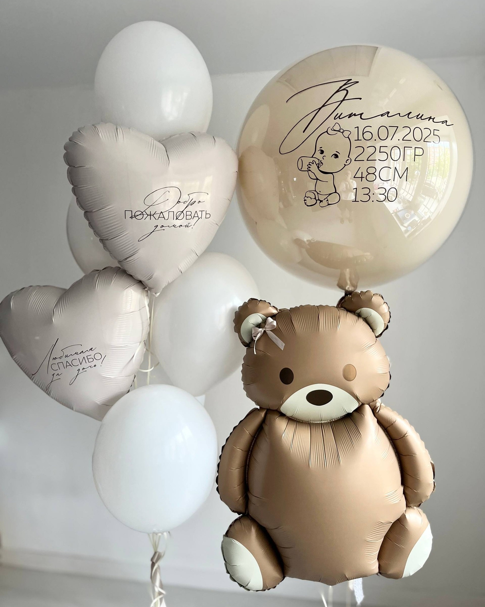 Пастельные воздушные шары на выписку девочки №3452