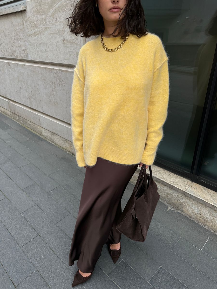 Юбка из шелка косого кроя макси шоколадная