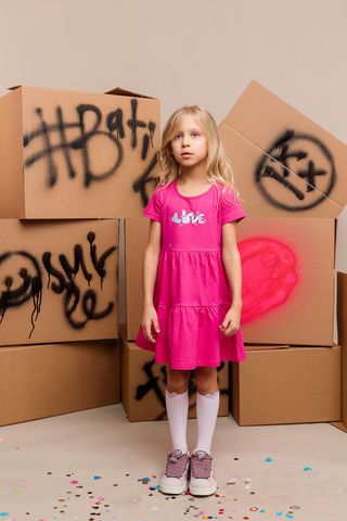 037_БК25 Платье для девочки, фуксия