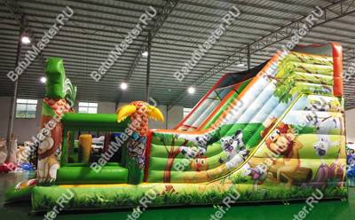 Надувной батут "Мир сафари" с цветным полом 8*4*5 м,