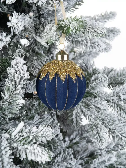 Винтажный стеклянный шар Царский сапфир 8 см., 1 шт., Karlsbach (12698)