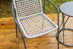 "Тунис" стул плетеный из роупа, каркас алюминий темно-серый (RAL7024), роуп светло-серый