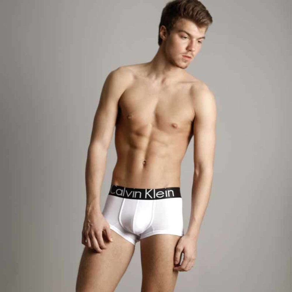 Мужские трусы хипсы белые с черной резинкой Calvin Klein Black Waistband White