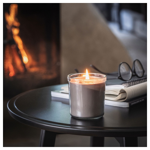 Свеча ароматическая IKEA ENSTAKA (ЭНСТАКА), Костер, Серый, 40 часов