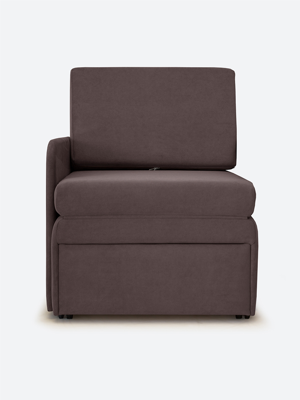 Кресло-кровать "Миник" с правым подлокотником, под правую руку, велюр Dream Chocolate