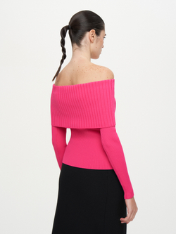 Топ трикотажный с отворотом и длинными рукавами