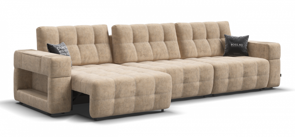 Диван BOSS.XO MAX Велюр Royal шампань / WOOD Snow