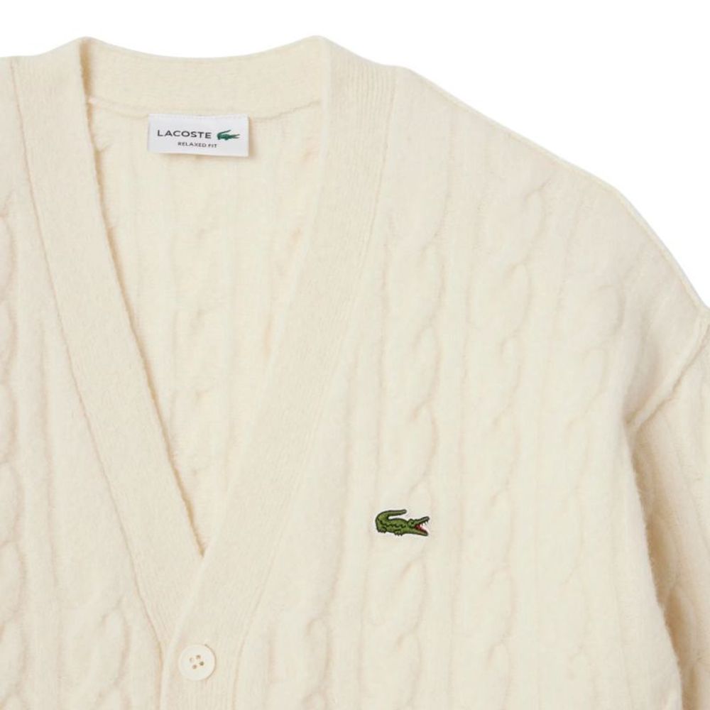 Мужская теннисная кофта Bluza Lacoste Cable Knit Wool - white/green/navy blue