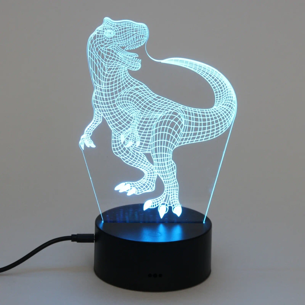 Светильник ночник «3D-Динозавр» на пластиковой подставке, с включателем USB