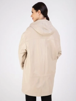 Пальто из натуральной кожи с капюшоном