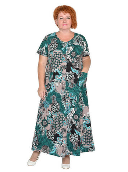 Платье из хлопка с карманами Малахитовый узор