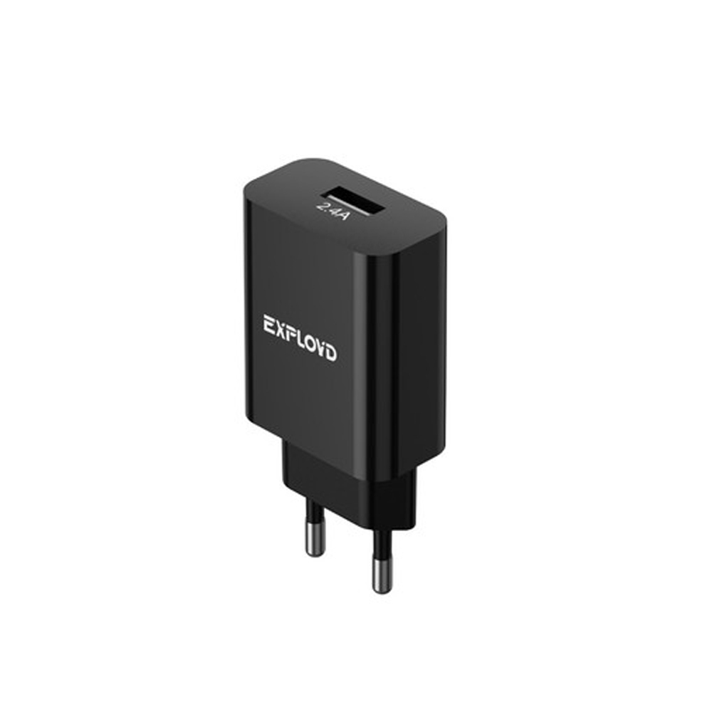 Устройство зарядное сетевое 2.4A 2хUSB без кабеля черный Exployd EX-Z-1420