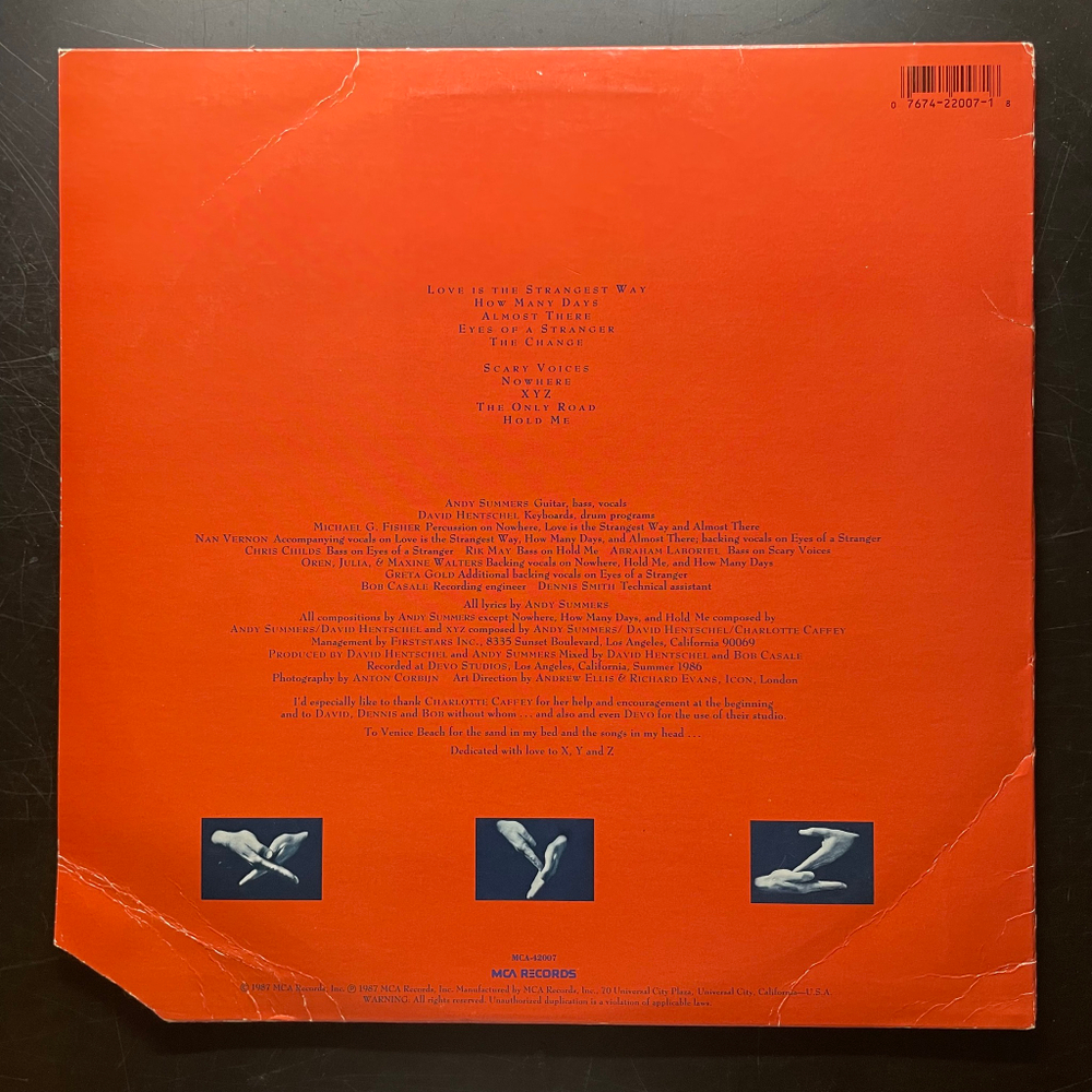 Andy Summers ‎– XYZ (США 1987г.)