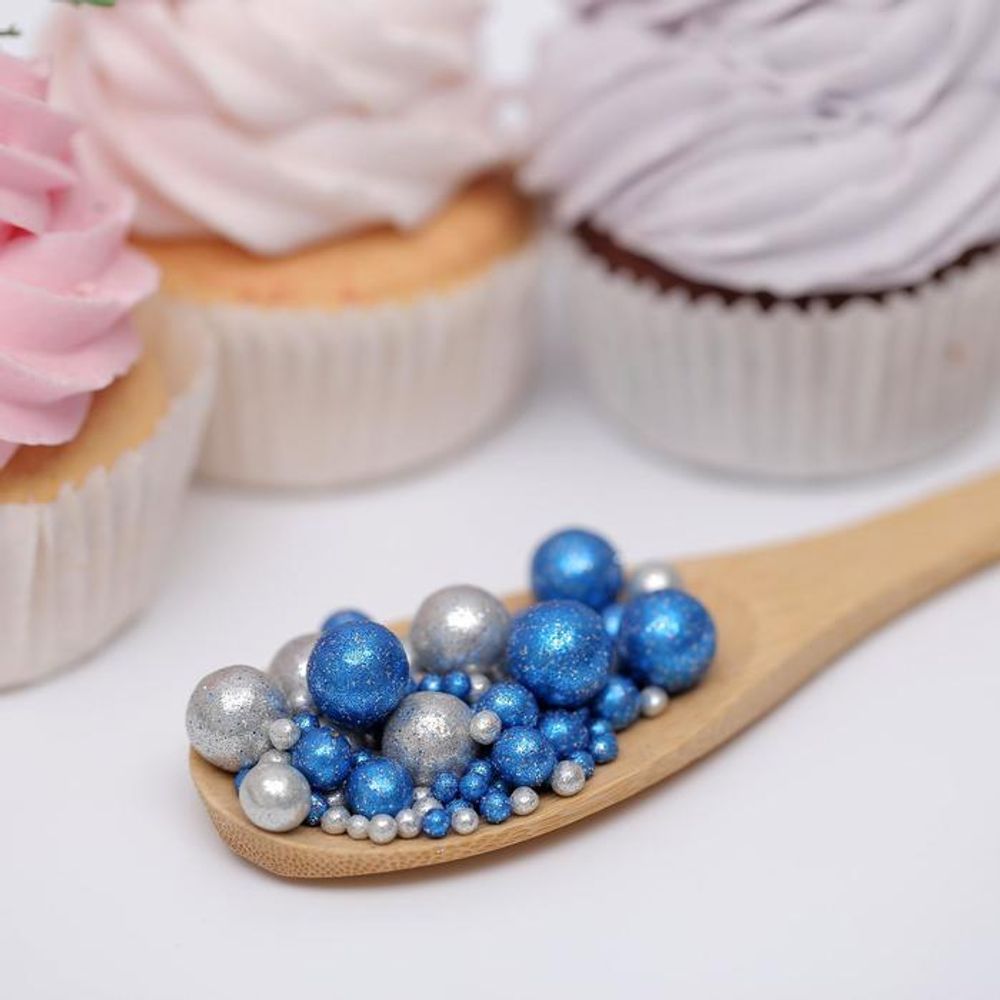 Драже рис &quot;Блеск&quot; синий\серебро, 50 гр.