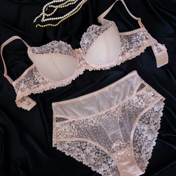 Кружево эластичное персик 22 см, Китай