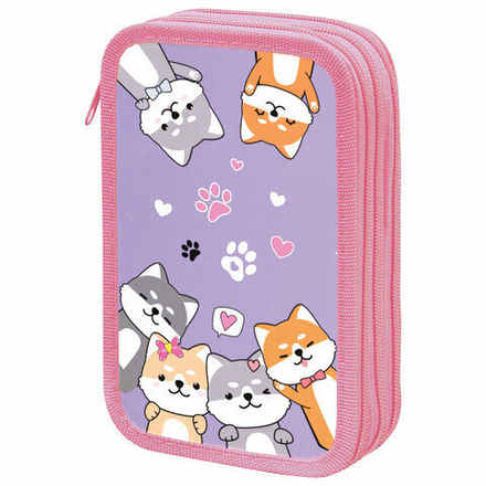 Пенал ЮНЛАНДИЯ, 2 отделения, картон с эффектом soft-touch, 19х11 см, "Best fellows", 273497