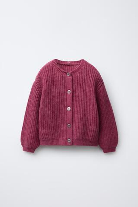 ZARA КАРДИГАН С ВЫШИВКОЙ НА ВОРОТНИКЕ, МАЛИНОВЫЙ
