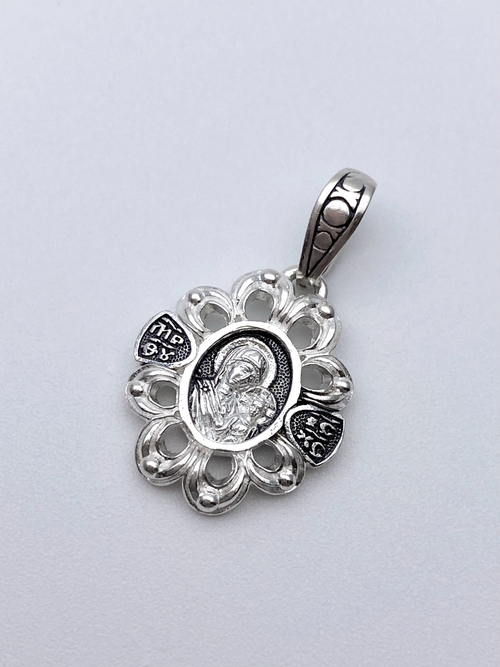 Образок из серебра/Чернение/С подвижным ухом/Казанская БМ