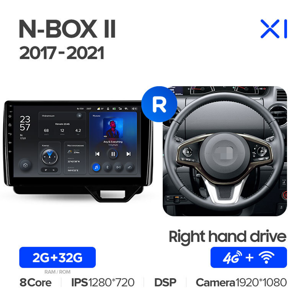 Teyes X1 10,2" для Honda N-BOX II 2017-2021 (прав)