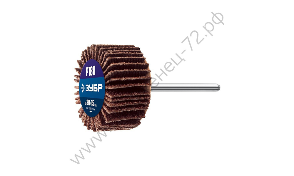 ЗУБР d 30 x 15 мм, P180, на шпильке d 3.2 мм, Круг шлифовальный лепестковый, Профессионал (36600-180)