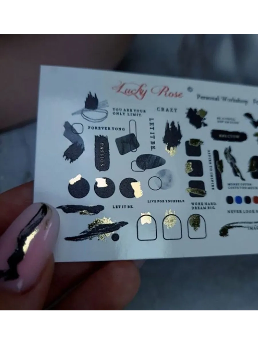 Lucky Rose Слайдеры наклейки для длинных ногтей Foil 078