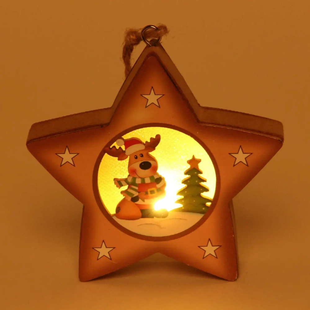 Украшение новогоднее подвесное с подсветкой «Оленёнок в звёздочке» 9,5 см