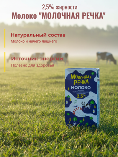 Молоко жир. 2,5% т/пак "Молочная речка" 973 мл