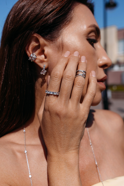 Кольцо - дорожка с фианитами