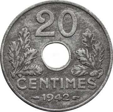 20 сантимов 1942 Франция