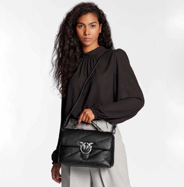 CLASSIC LOVE BAG PUFF TOP HANDLE - Black/Silver