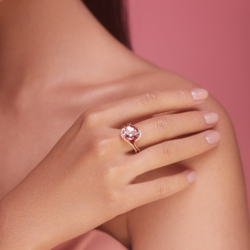 Кольцо с Морганитом и Бриллиантами, Эмаль, R0123-0/2