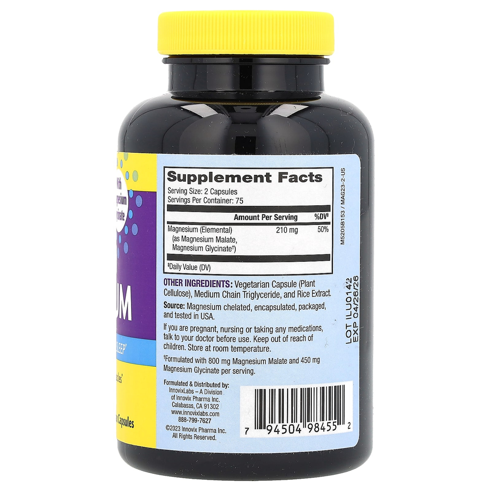 InnovixLabs, улучшенный магний, 150 вегетарианских капсул (105 мг в 1 капсуле)