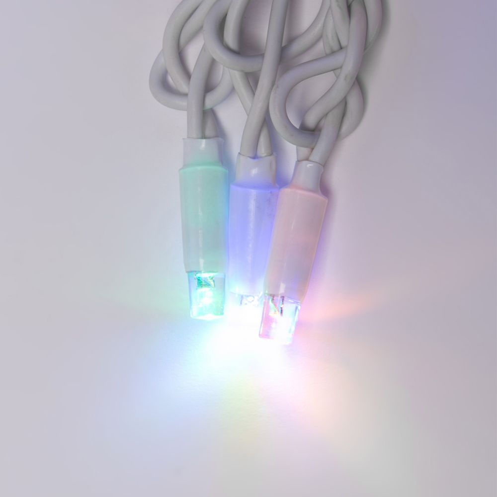 ULD-B3010-200-TWK MULTI IP67 Бахрома светодиодная с эффектом мерцания. 3м. Соединяемая. 200 светодиодов. Разноцветный свет. Провод белый. TM Uniel.